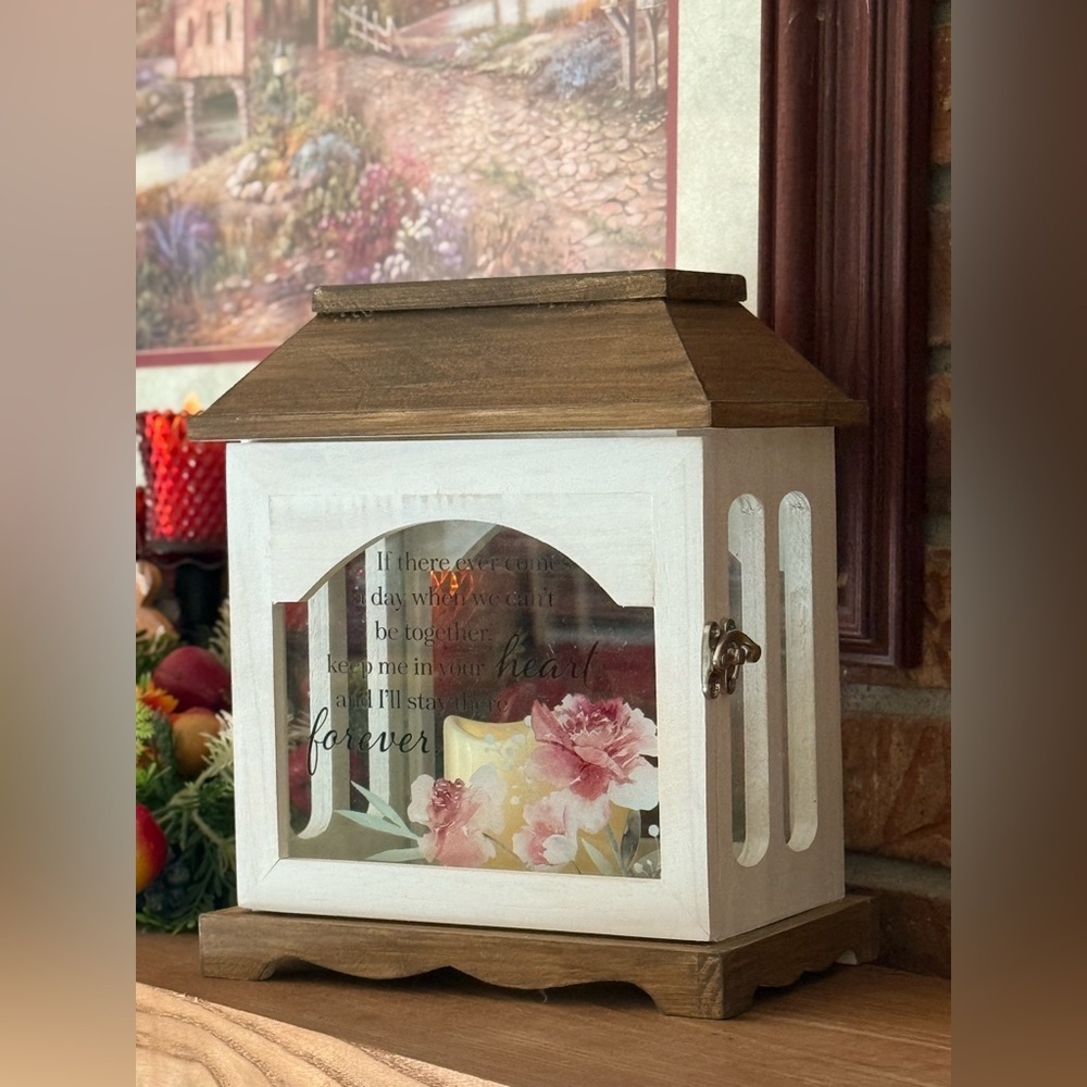 Carson in Your Heart Memorial Lantern Wooden Flameless Sympathy Candle Lantern
